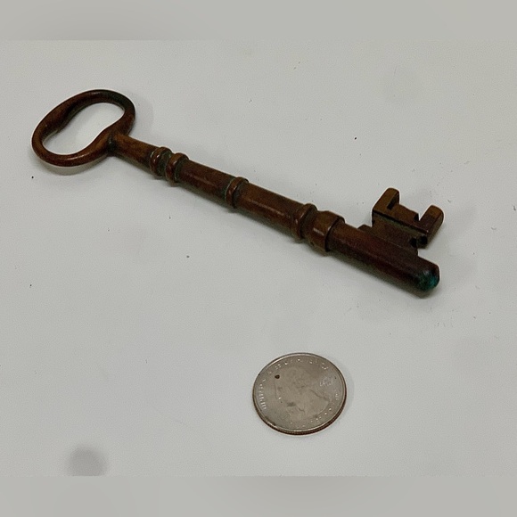 c. 1900 Antique Michigan Industrial Commercial Solid Barrel Skeleton Key - Picture 5 of 10